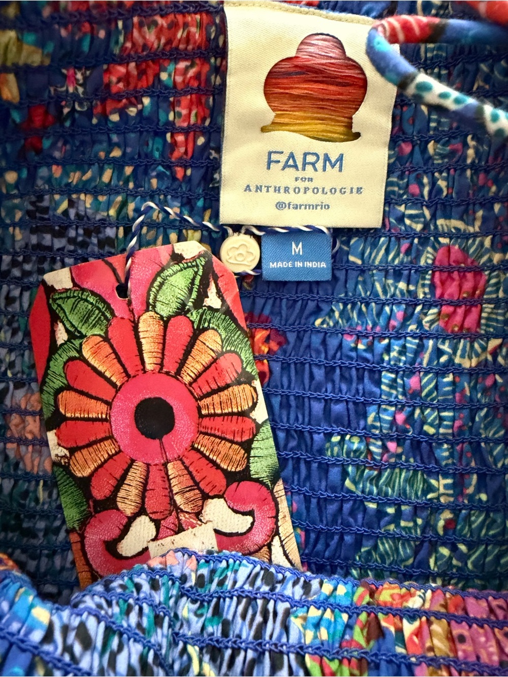 NWT Farm Rio Smocked Cover-Up Midi Dress Size M - Picture 9 of 10